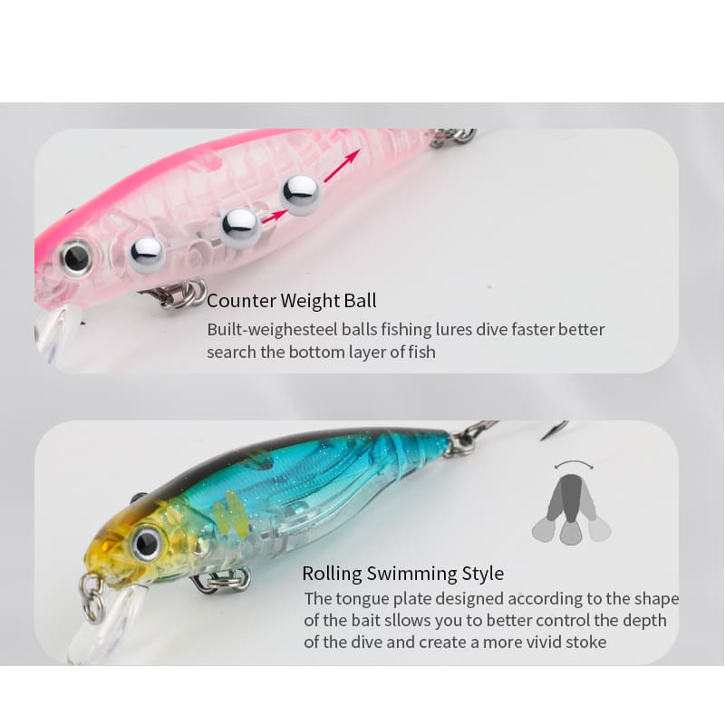 FJORD Wholesale 10g 77mm Hard Minnow Lure ABS Wood Suspend Bait for Tuna Salmon and Bream Fishing in Rivers and Streams detail 1