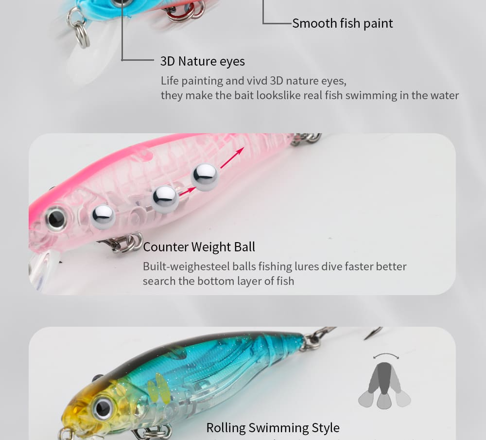 FJORD Wholesale 10g 77mm Hard Minnow Lure ABS Wood Suspend Bait for Tuna Salmon and Bream Fishing in Rivers and Streams detail 3