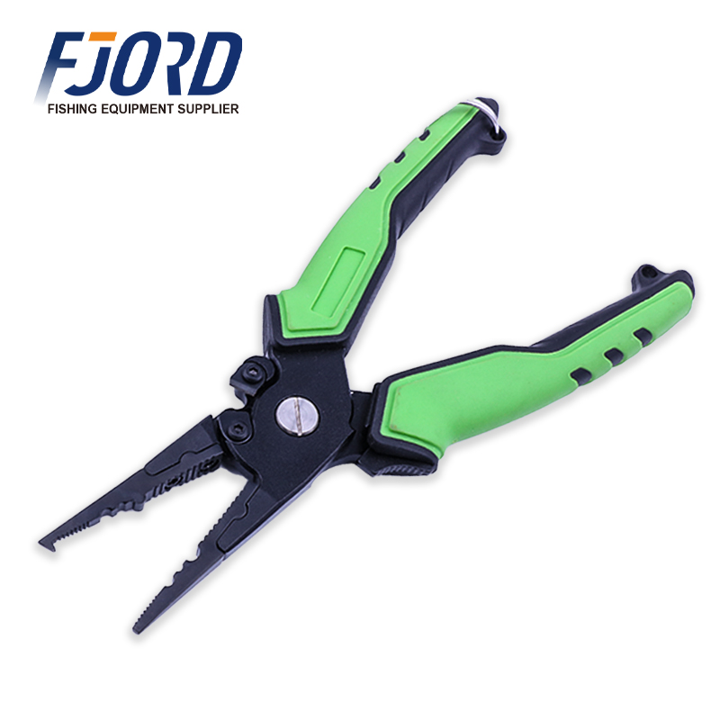 FJORD Portable 19.4CM Blue & Green Stainless Steel Fish Scissor Ring Jaw Aluminum Plumbum Cut Fishing Pliers