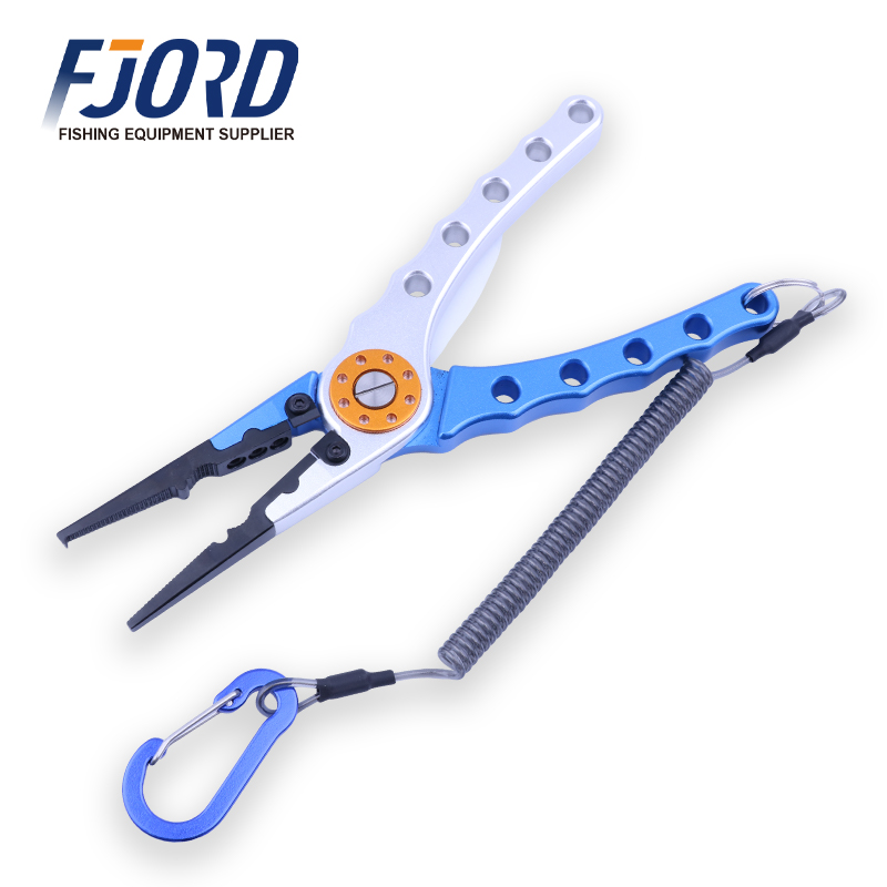 FJORD 195MM Aluminum Lightweight Steel Wire Lost Rope Multi-Purpose Fishing Pliers for Saltwater Hook Removal and Streaming