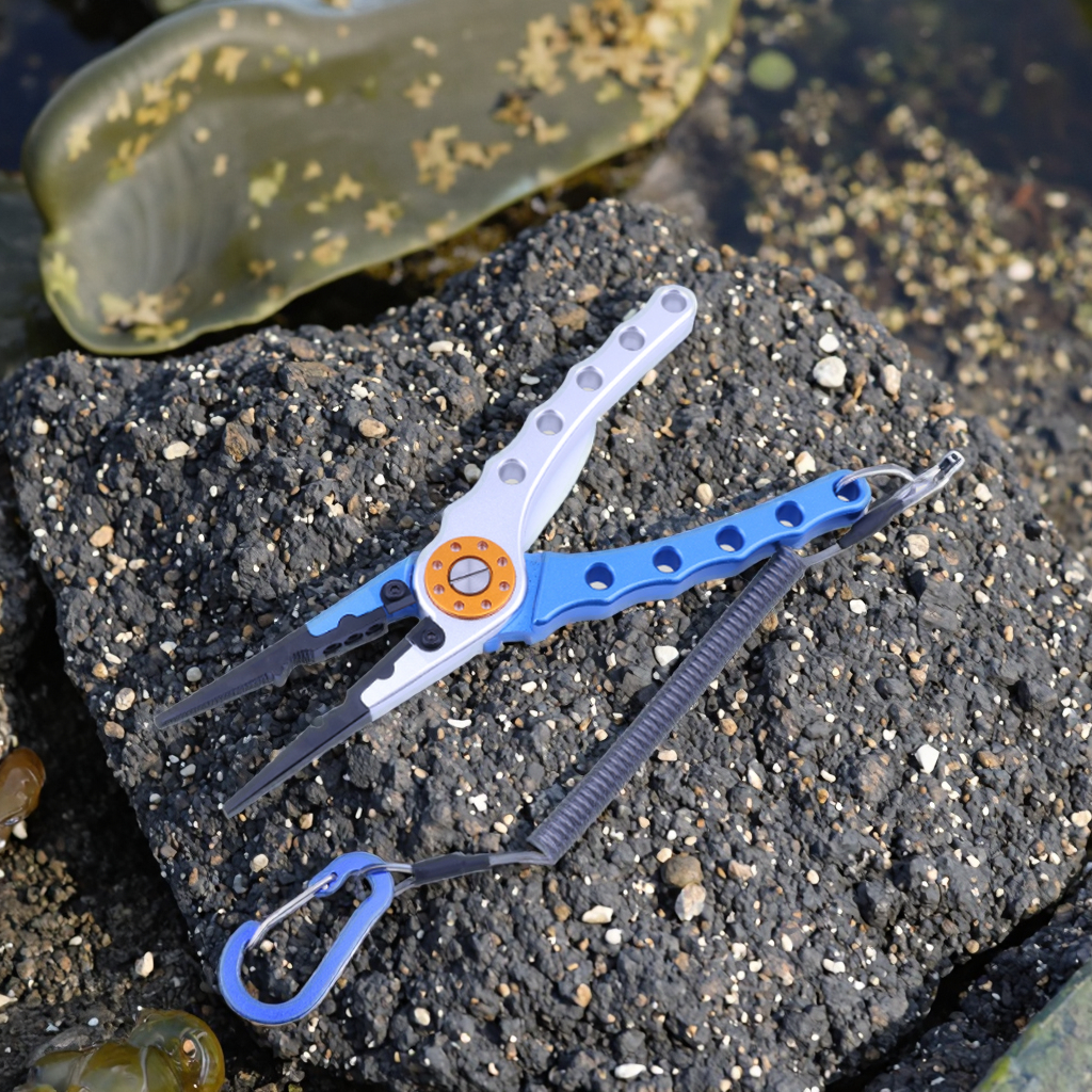 FJORD 195MM Aluminum Lightweight Steel Wire Lost Rope Multi-Purpose Fishing Pliers for Saltwater Hook Removal and Streaming