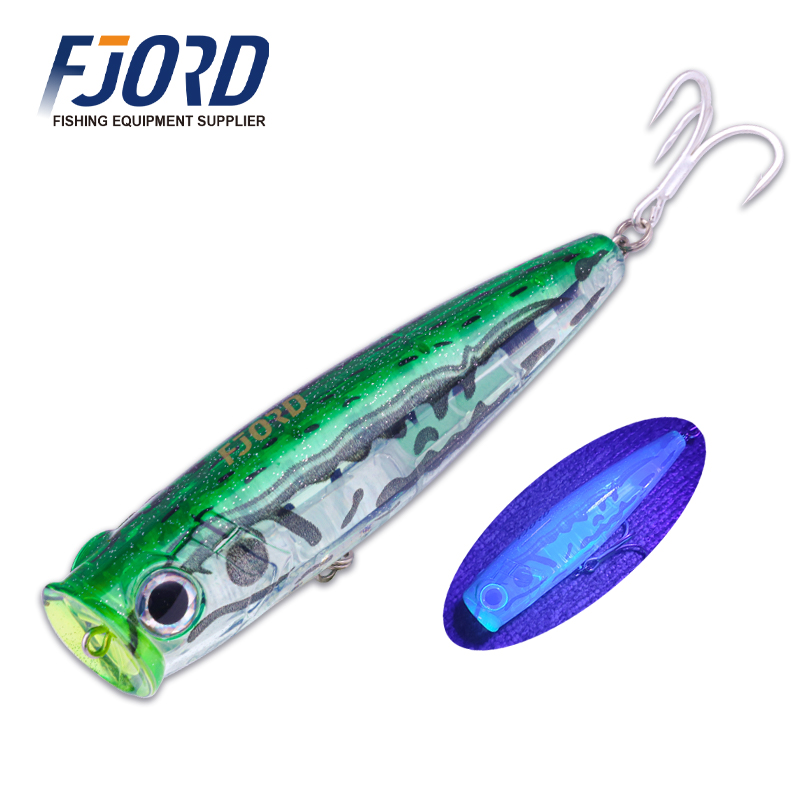 FJORD Printed Laser Hard Popper Lure 120mm 45g Floating Artificial Lure Strong Treble Hooks for Tuna Fishing