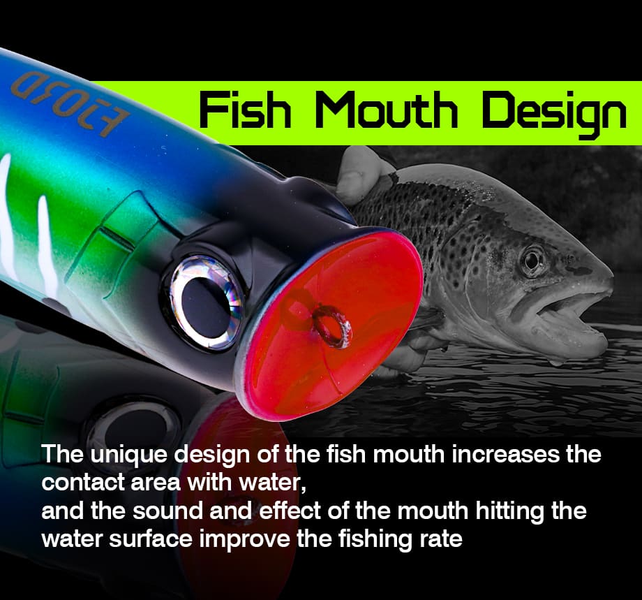 FJORD Offshore Inshore Fishing Popping Lures Plastic 55mm/10g Deep-cupped Face Crystal Armor Popper for Big Game Fishing detail 3