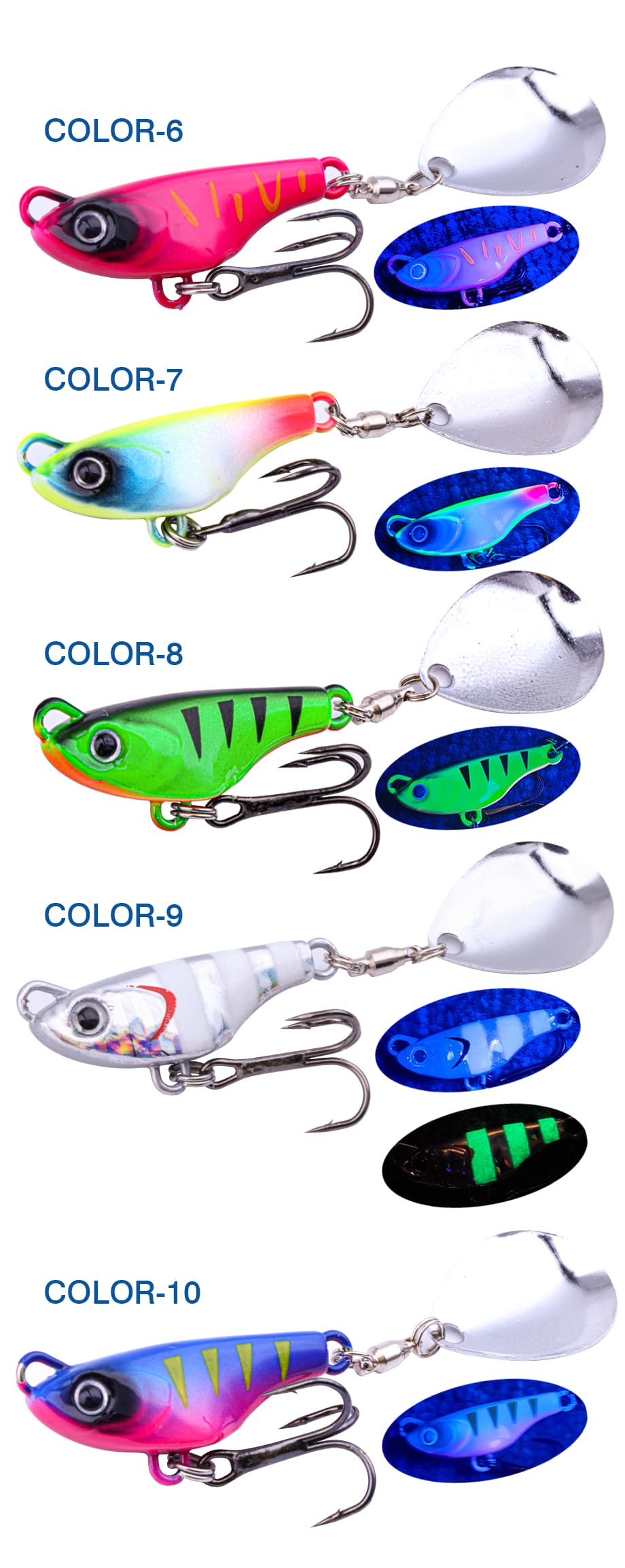 FJORD Metal Lead Material Sinking Spinner Lure 10.5g 14g 18g Luminous VIB Jig Baits for Ocean Boat Fishing detail 6