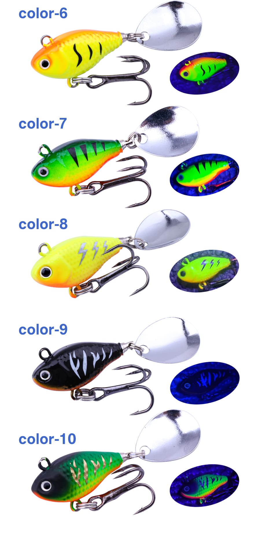 FJORD Luminous 3D Simulation Eyes VIB Jig Lures 10.5g 14g 21g Sinking Lead Metal Material Artificial Baits Spinner Sequin detail 5