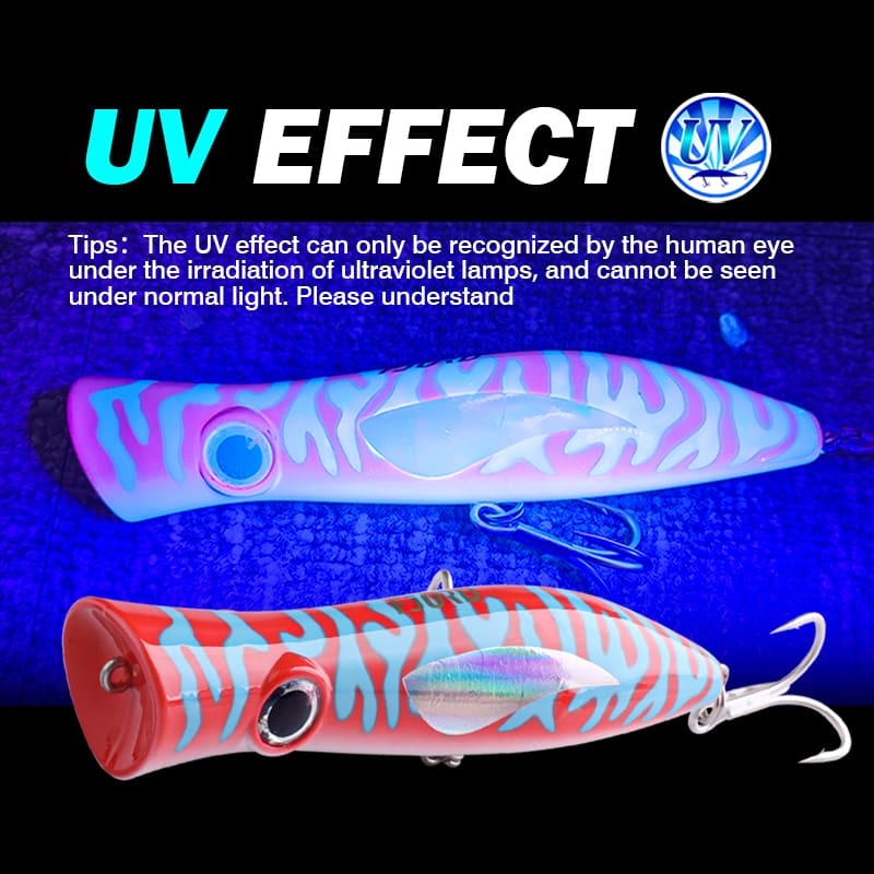 FJORD 165mm Floating Popper Hard Lure 84g 3D Eyes Artificial ABS Laser Coating Baits for Fishing Zander Catfish Marlin detail 5