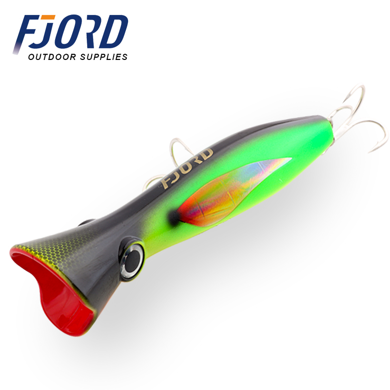 FJORD 165mm Floating Popper Hard Lure 84g 3D Eyes Artificial ABS Laser Coating Baits for Fishing Zander Catfish Marlin