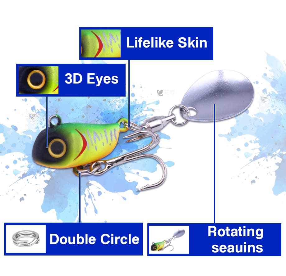 FJORD 10.5g 14g Sinking VIB Jig Fishing Lures Metal Lead Material Saltwater 3D Eyes Baits with Spinner Sequin detail 3