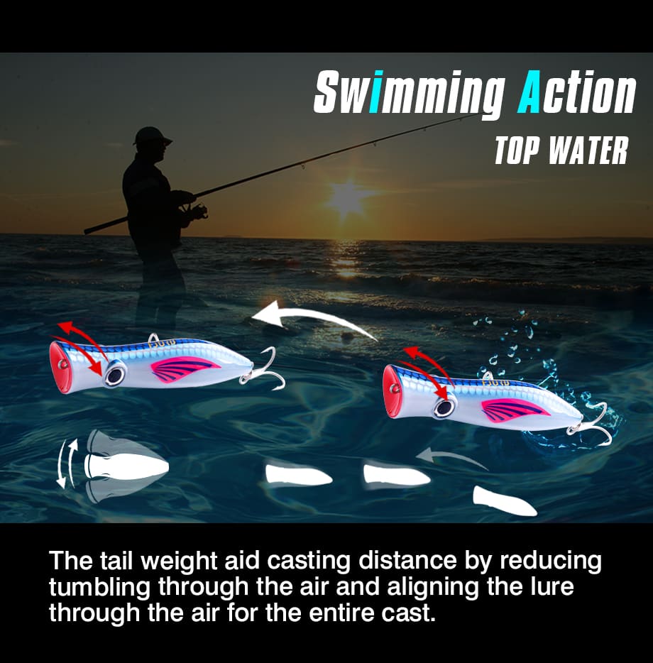 FJORD 165mm 84g Floating Glow Luminous Popper Lures Freshwater Artificial Plastic Fishing Baits for Trout Carp Bream detail 5