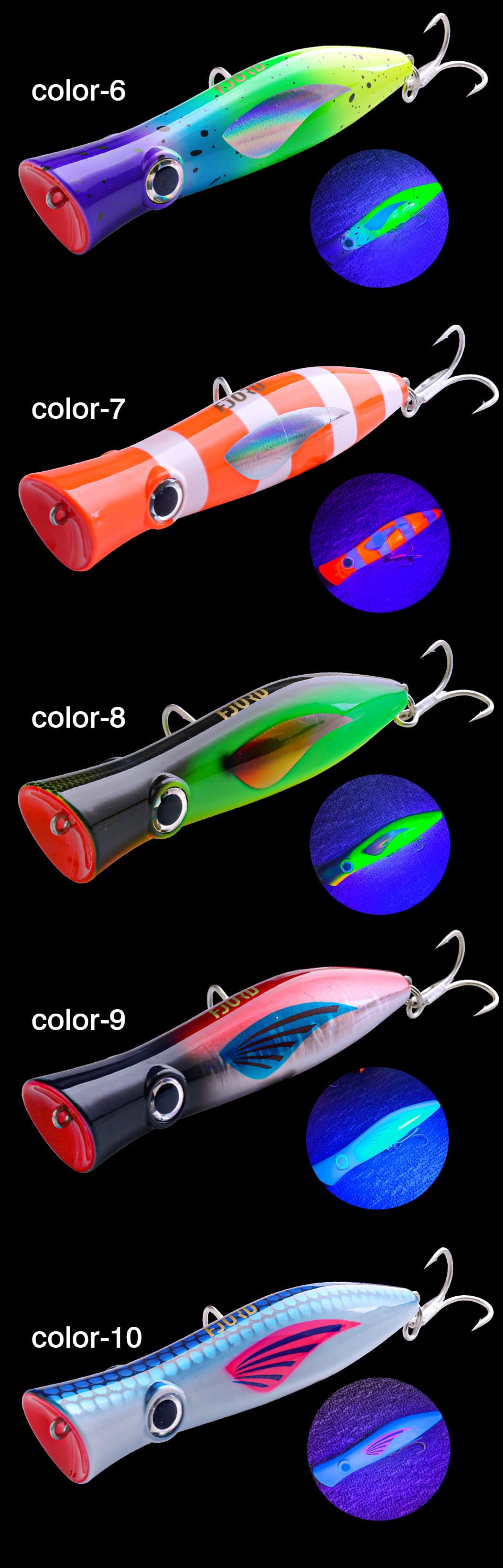 FJORD 165mm 84g Floating Glow Luminous Popper Lures Freshwater Artificial Plastic Fishing Baits for Trout Carp Bream detail 7