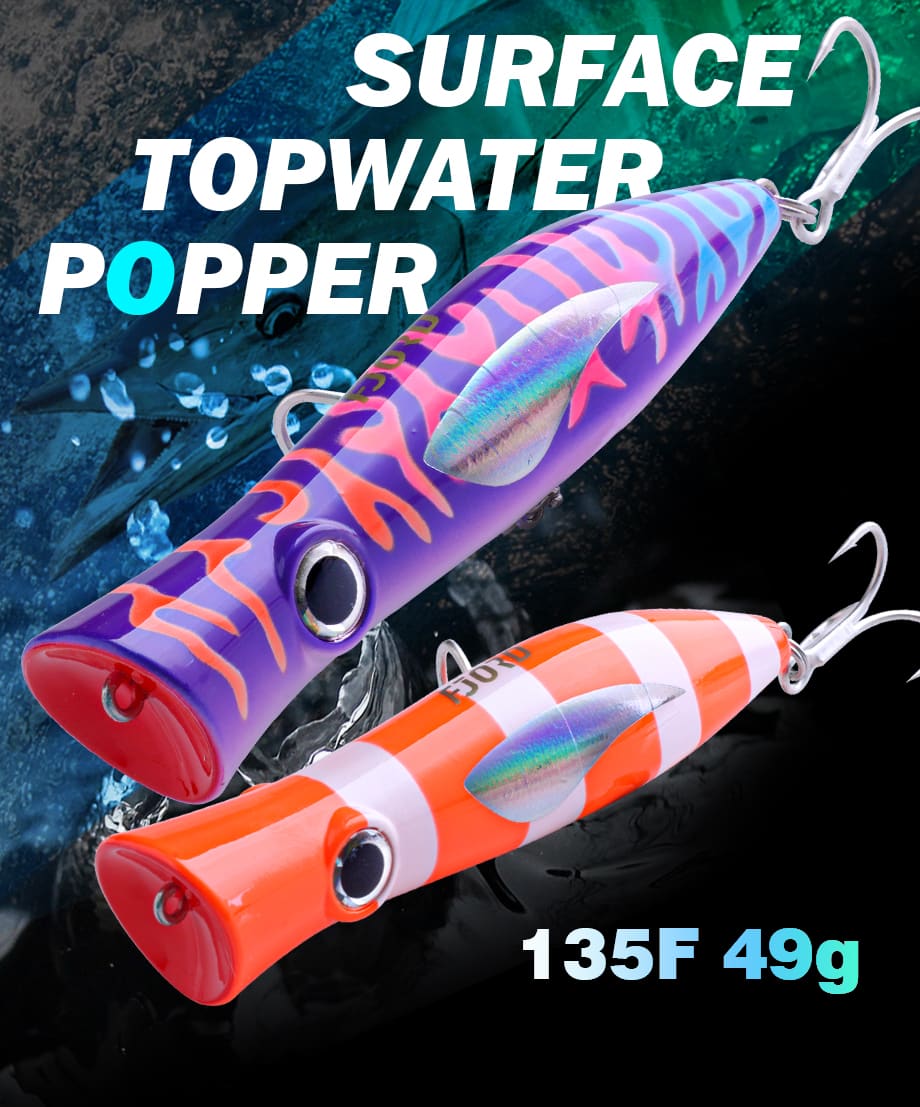 FJORD New Design Floating Popper Lure with 3d Realistic Eyes 165mm 84g Hard Lures for Freshwater Fishing detail 1