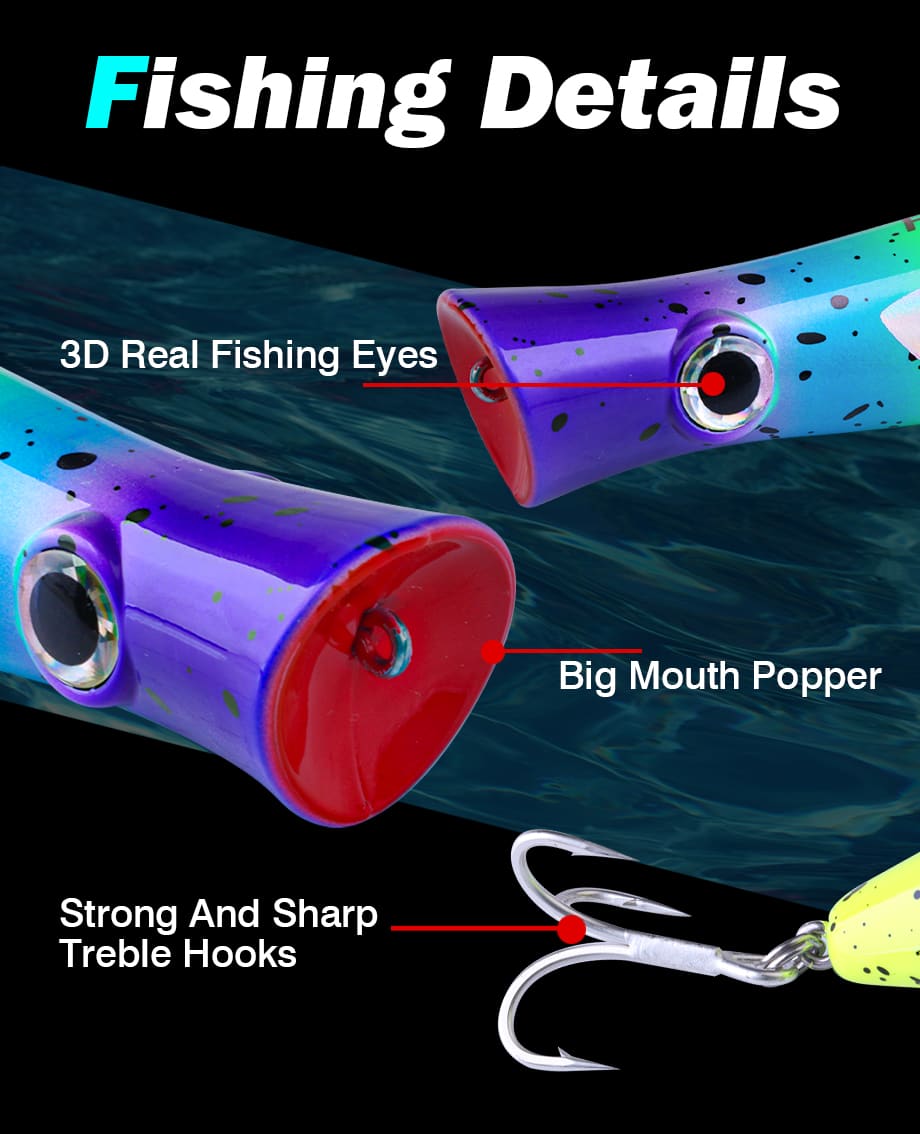 FJORD New Design Floating Popper Lure with 3d Realistic Eyes 165mm 84g Hard Lures for Freshwater Fishing detail 2