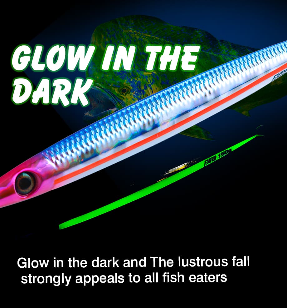 FJORD Casting Lure Sinking Fishing Bait Heavy Jigging 150g 3D Eyes Luminous Lead Jig detail 1