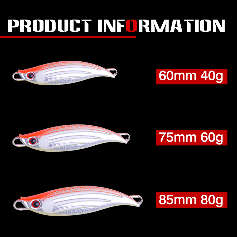 FJORD Heavy Metal Saltwater Bottom Bait Slice 40g 60g Fast Fall Without Hooks Fishing Lure for Saltwater Fish detail 2