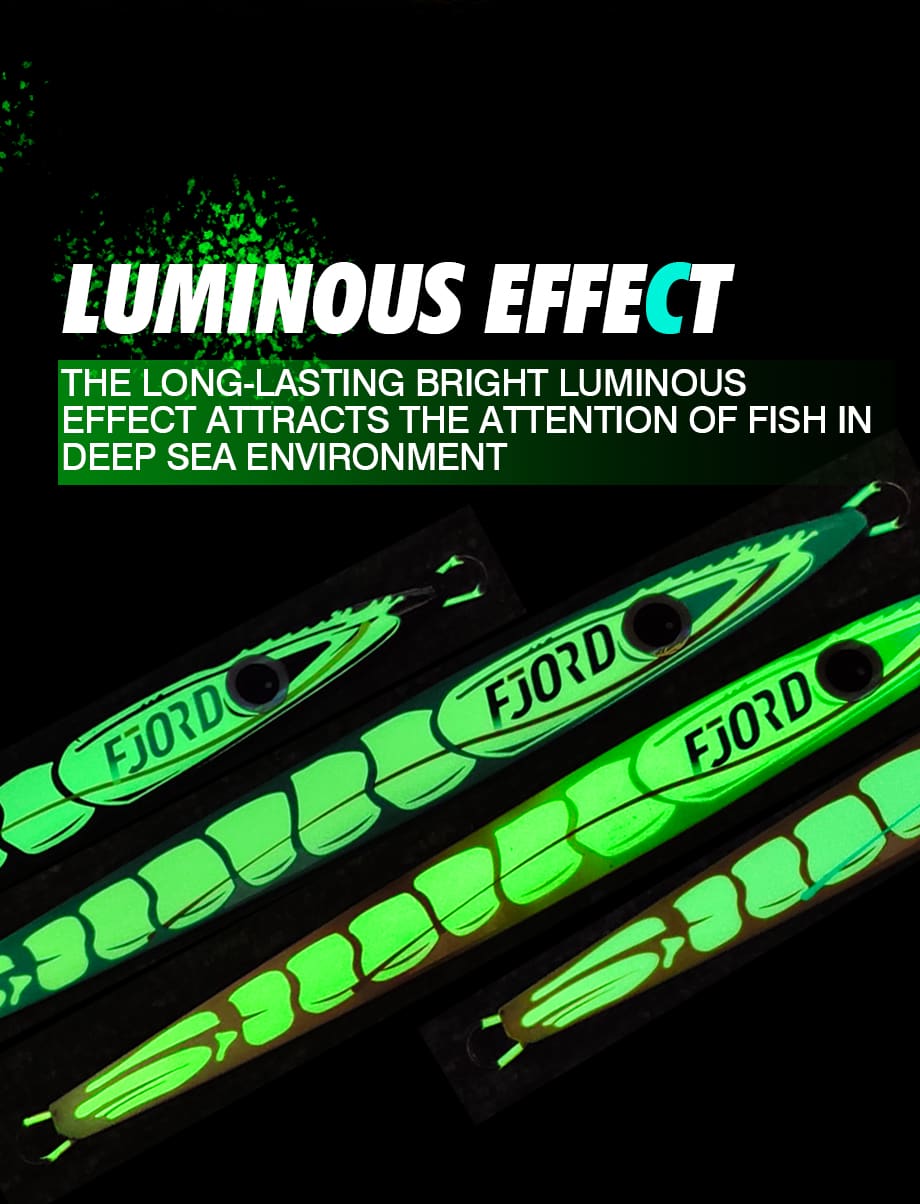 FJORD Metal Heavy Luminous Fishing Lures 60g 150g 200g 250g Heavy Slow Pitch Jig 3D Shape Saltwater Lake & River Without Hooks detail 4