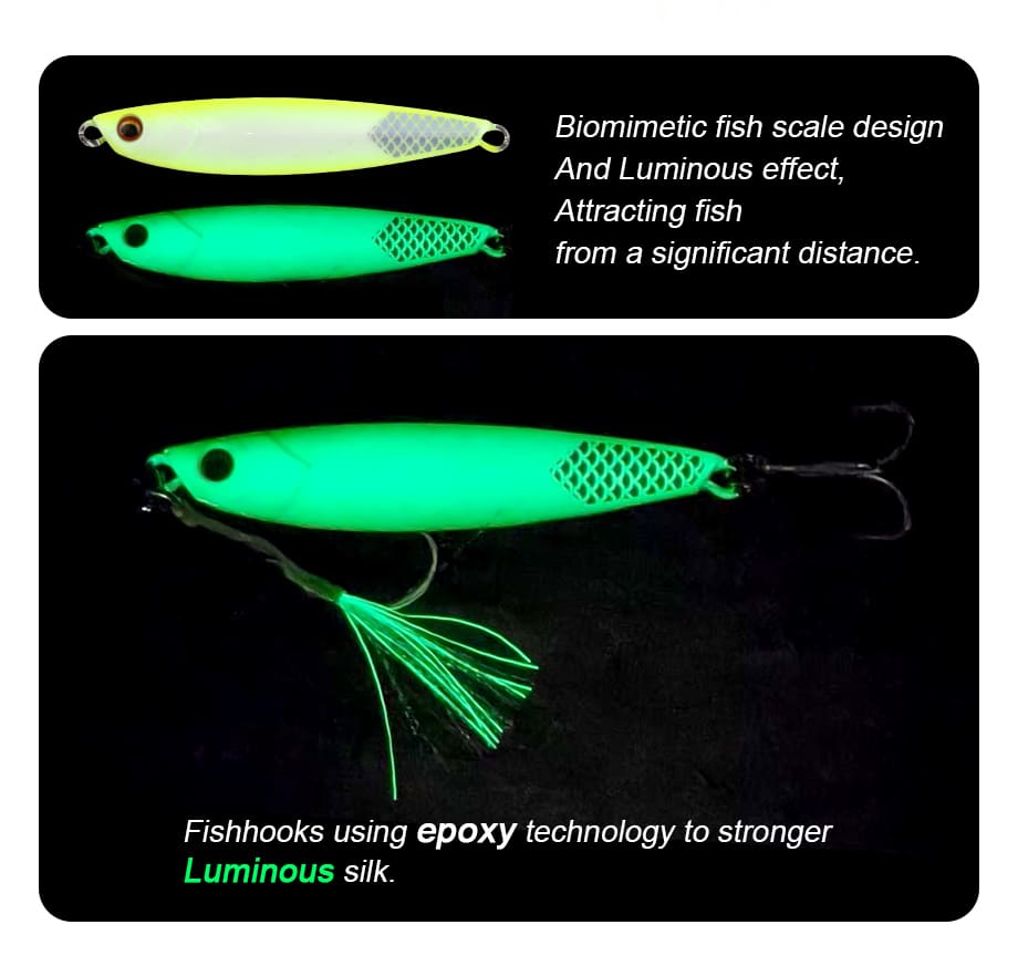 FJORD 2026 New Coming Metal Jig 30G 40G 60G  Glow Fish Jig Metal Jigging Lures with Fishing Scale detail 5