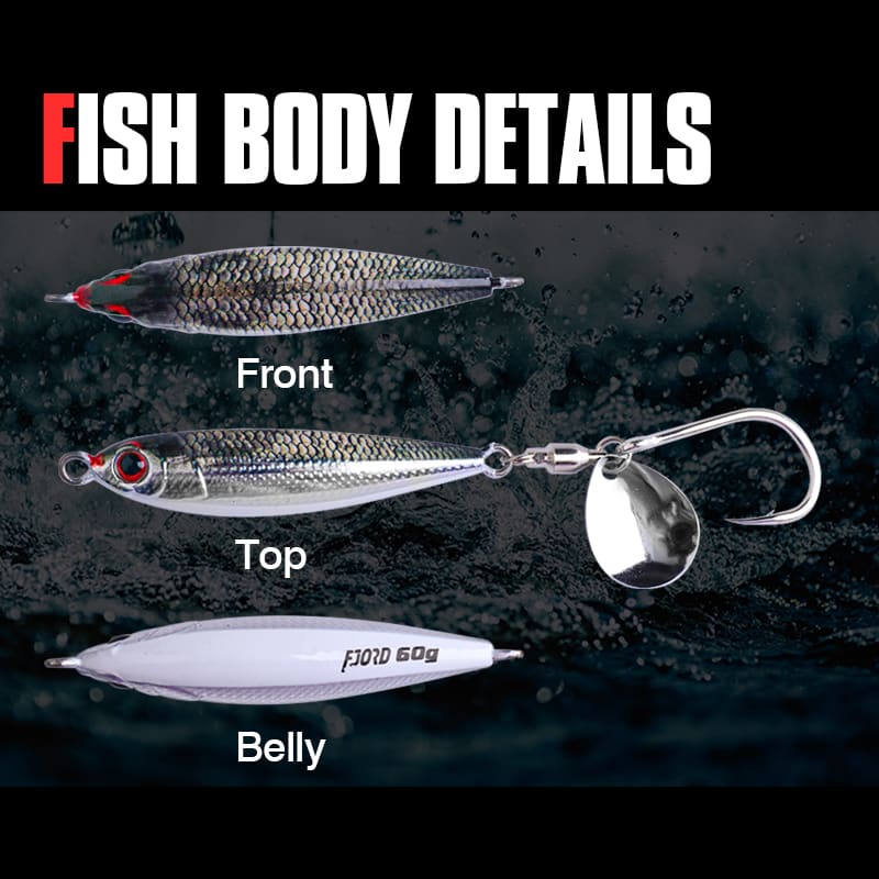 FJORD New Arrival UV Stock Jig Lure Metal Freshwater Fishing Lures 30g 40g 60g 80g for Tuna Salmon Catfish & Tilapia Ice Fishing detail 3