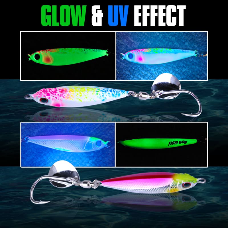 FJORD New Arrival UV Stock Jig Lure Metal Freshwater Fishing Lures 30g 40g 60g 80g for Tuna Salmon Catfish & Tilapia Ice Fishing detail 6