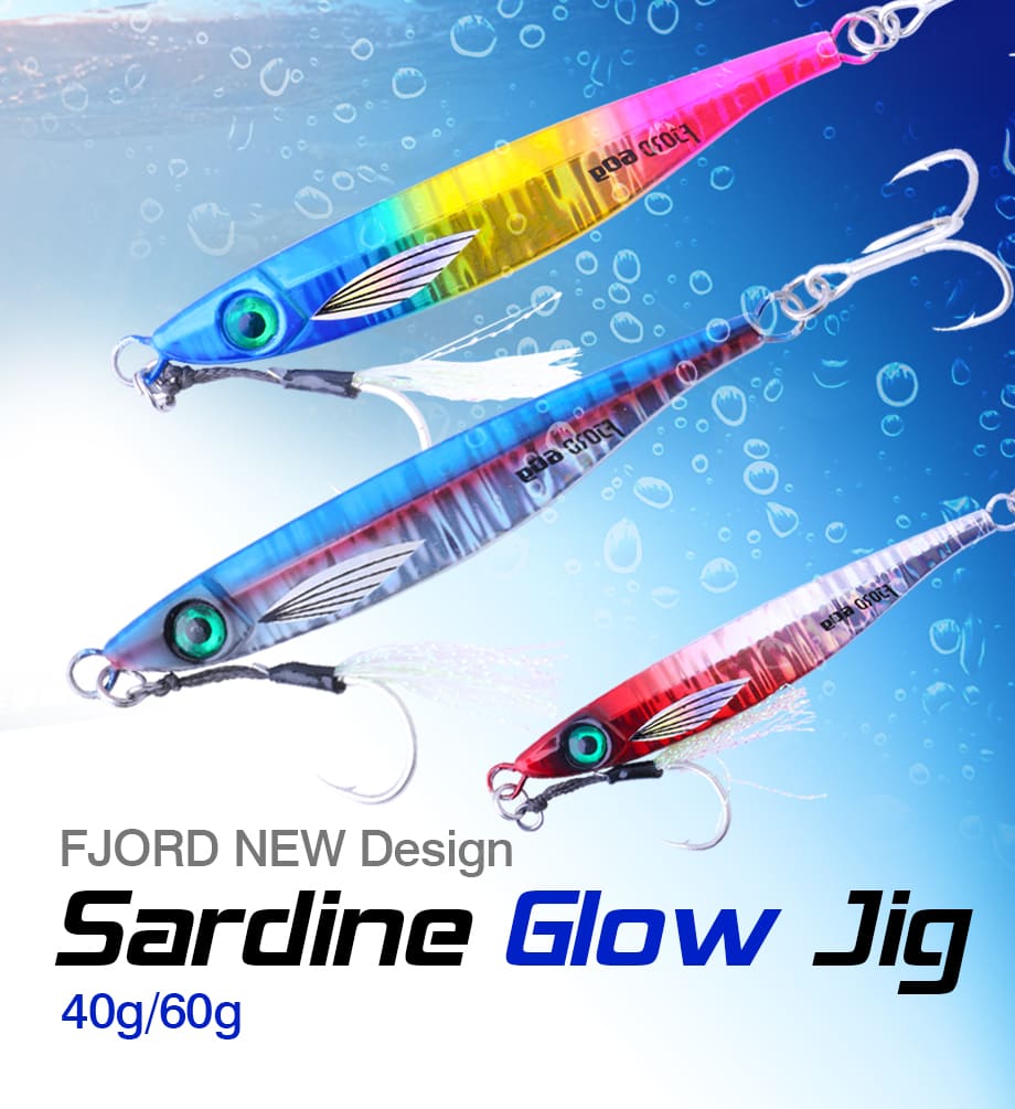 FJORD Slow Pitch Jigging Lure Luminous Fishing Lure 80g Salt Water Sea Fishing Metal Jig Lures with Assist Hooks detail 1