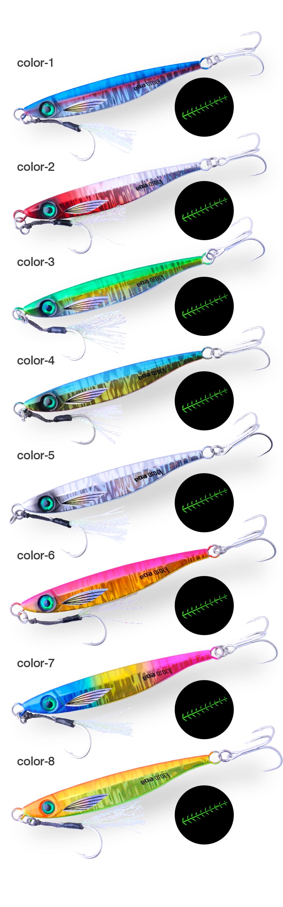 FJORD Slow Pitch Jigging Lure Luminous Fishing Lure 80g Salt Water Sea Fishing Metal Jig Lures with Assist Hooks detail 4