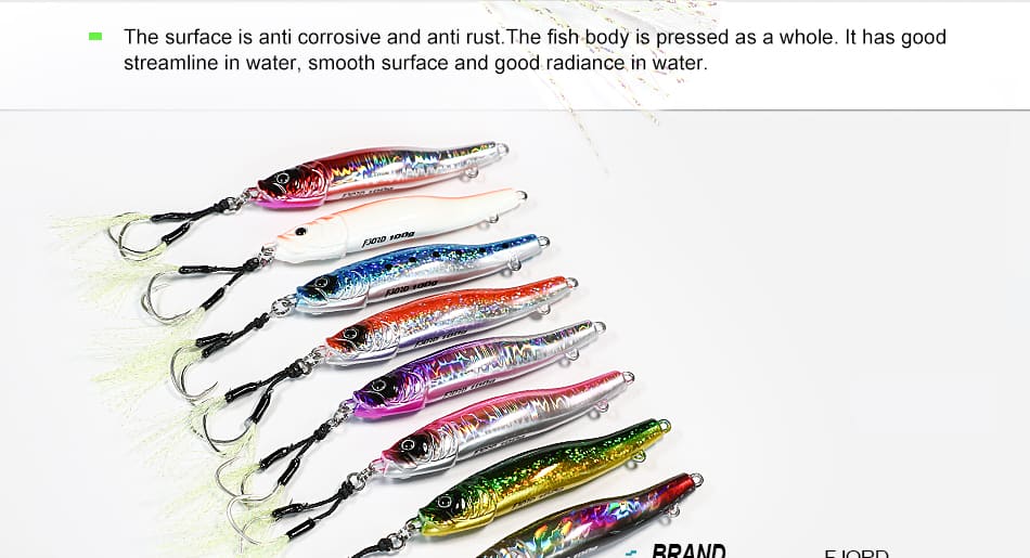 FJORD S Type Lead Slice Printed Metal Jig 100g Saltwater Sea Fishing Bottom Bait Tuna Seabass Lure detail 3