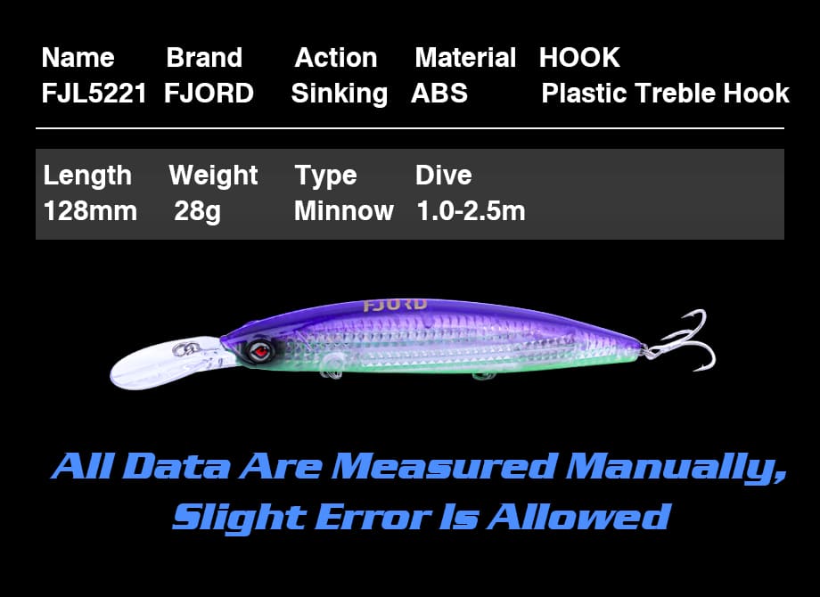 FJORD Luminous Glow Sinking Minnow Hard Lures 125mm 28g Tungsten System Bottom Baits Ocean Boat River Stream Sea Bass Tilapia detail 2