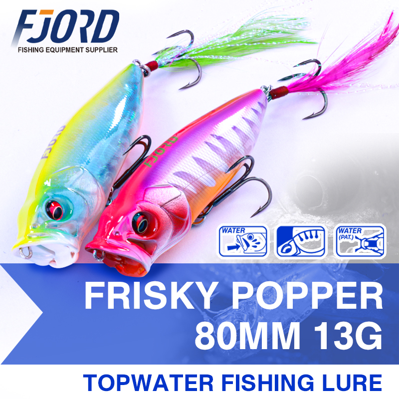FJORD Popper Lures Fishing Sea Saltwater Floating Lure 80mm 13g Long Casting Distance Topwater Bait