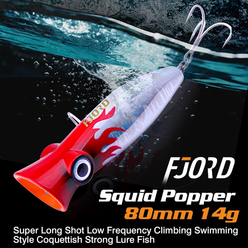 FJORD Customized Plastic Artificial Soft Bait Fishing Lures Saltwater 14g 80mm Floating Popper for Bass detail 1