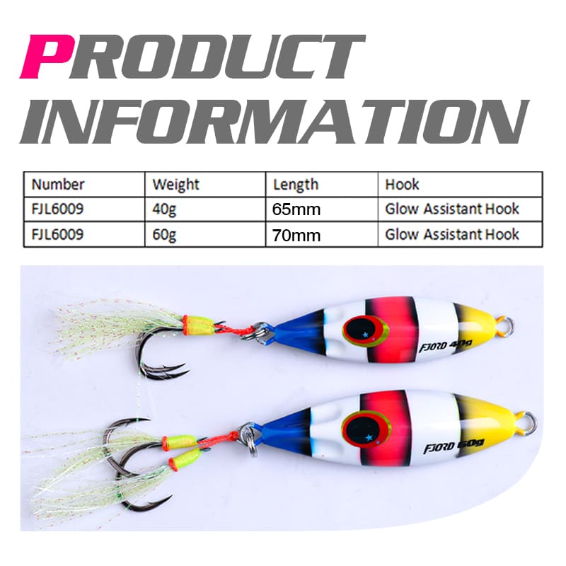 FJORD Sea Wholesale Slow Pitch Jigging Fishing Tackle Lure Jig 40g 60g Lead Jig Hard Bait Saltwater Fish Metal detail 3