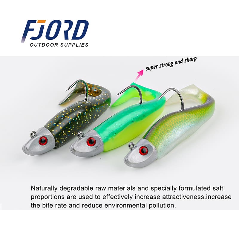 FJORD Soft PVC Floating Fishing Lures Paddle Tail 42g Single Hook Artificial Bait Jig for Saltwater Fish & Marlin detail 5