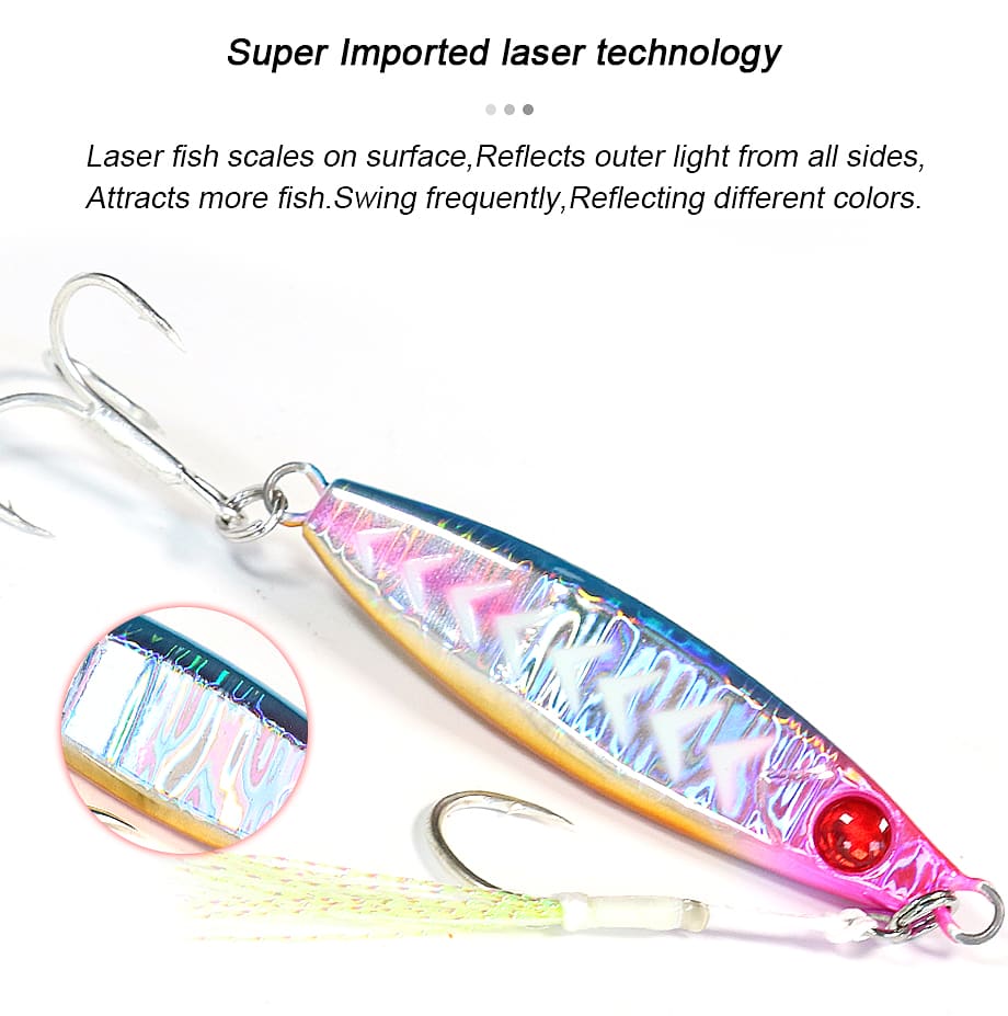 FJORD Saltwater Sea Fishing Lure Rattle Sound Metal Jig Slice Printed 40g 60g 80g 3D Eyes Bottom Fishing detail 1