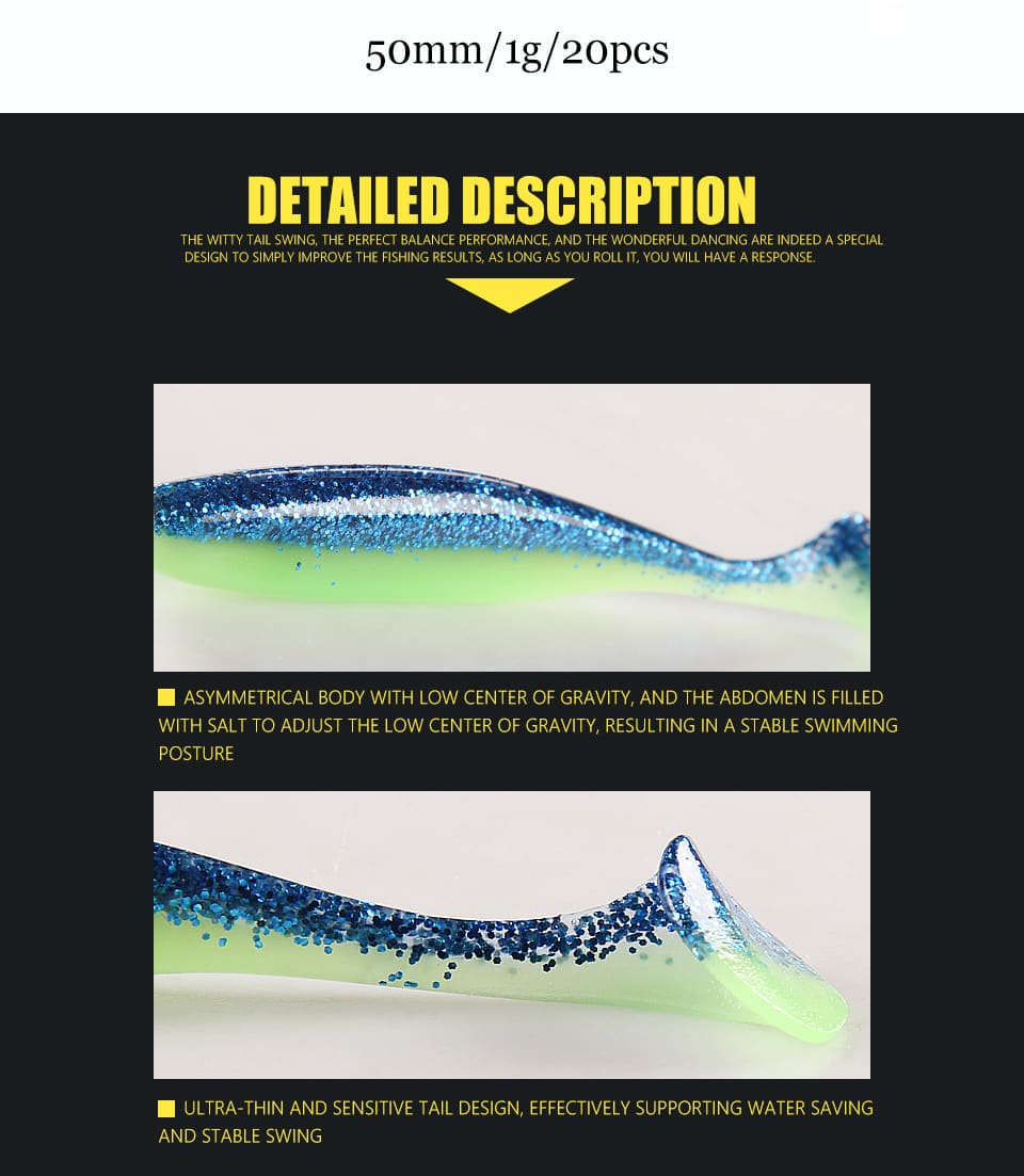 FJORD Soft Plastic Fishing Lure T Tail 50mm 75mm 105mm Soft Bait Paddle Tail Soft Plastics Lure detail 3