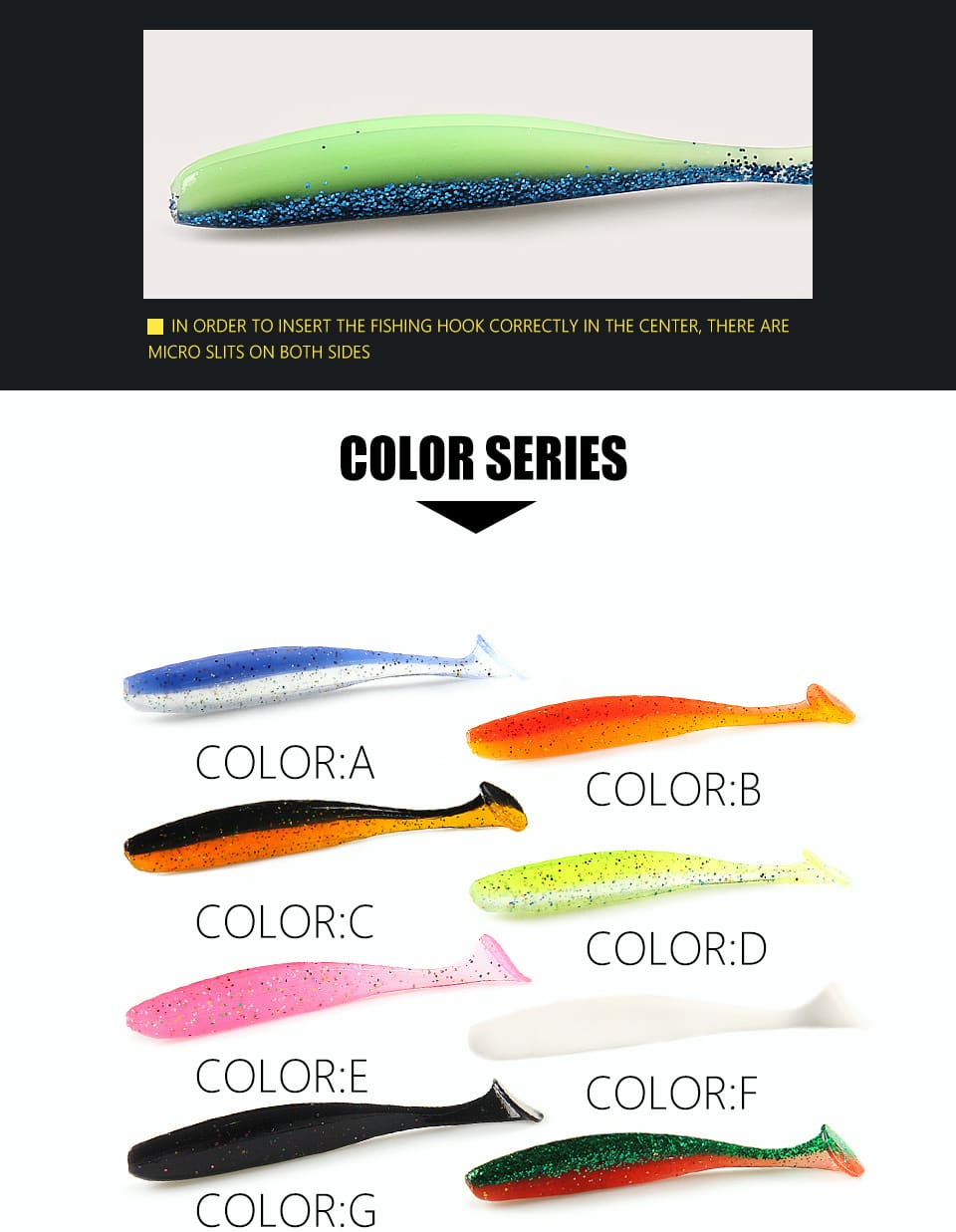 FJORD T Shape Paddle Tail Swim Baits Soft Plastic  50mm 75mm 105mm Paddle Tail Soft Fishing Lure detail 3
