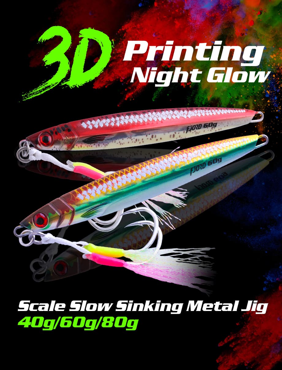 FJORD 40G 60G 80G UV Effect Fishing Lure Saltwater Metal Jig 3D Print Lead Jig for Sea Fishing detail 1