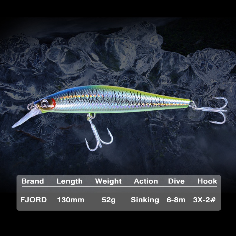 FJORD Hard Minnow Sinking Fishing Lure 130mm 52g Plastic Hard Bait Perch Pesca Wobbler Fishing Tackle detail 3