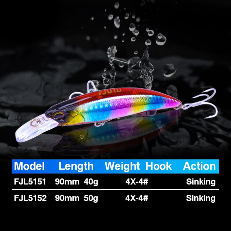 FJORD 40g/50g Lure Bait Artificial Hard Bait Submerged Mino Bait 90mm Sinking Minnow Fishing Lure detail 2