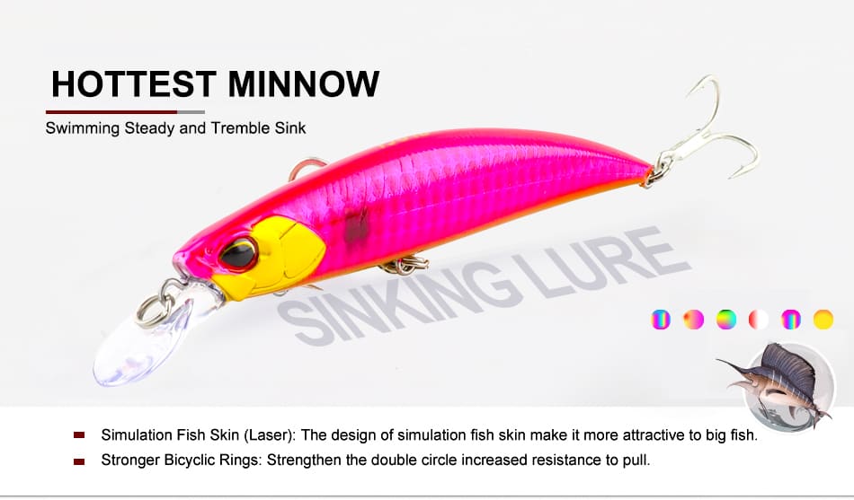 FJORDPlastic Minnow Fishing Gear Minnow Sinking 110mm 27g Hard Fishing Lures for Saltwater detail 2