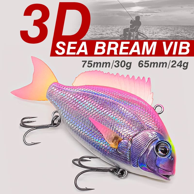 Long Cast VIB Hard Bait 3D Coated Bionic Fish Lure Stainless Hooks Sea Bream Saltwater Casting Lure 65mm 24g 70mm 30g detail 3