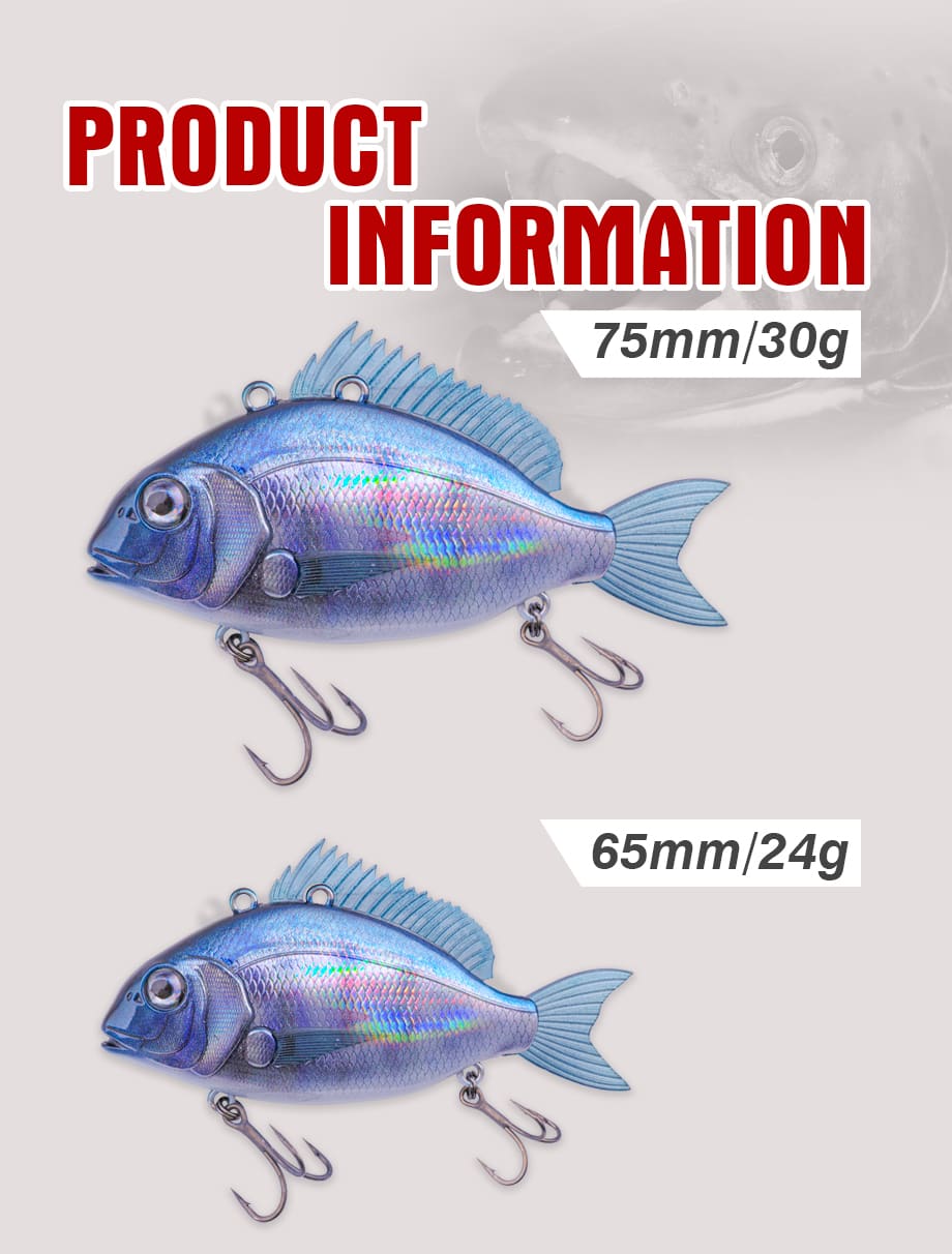 ABS Hard VIB Sea Bream Lure 3D Printed Biomimetic Fishing Bait 65mm 24g 70mm 30g Artificial Soft Tail Jigging Casting detail 2