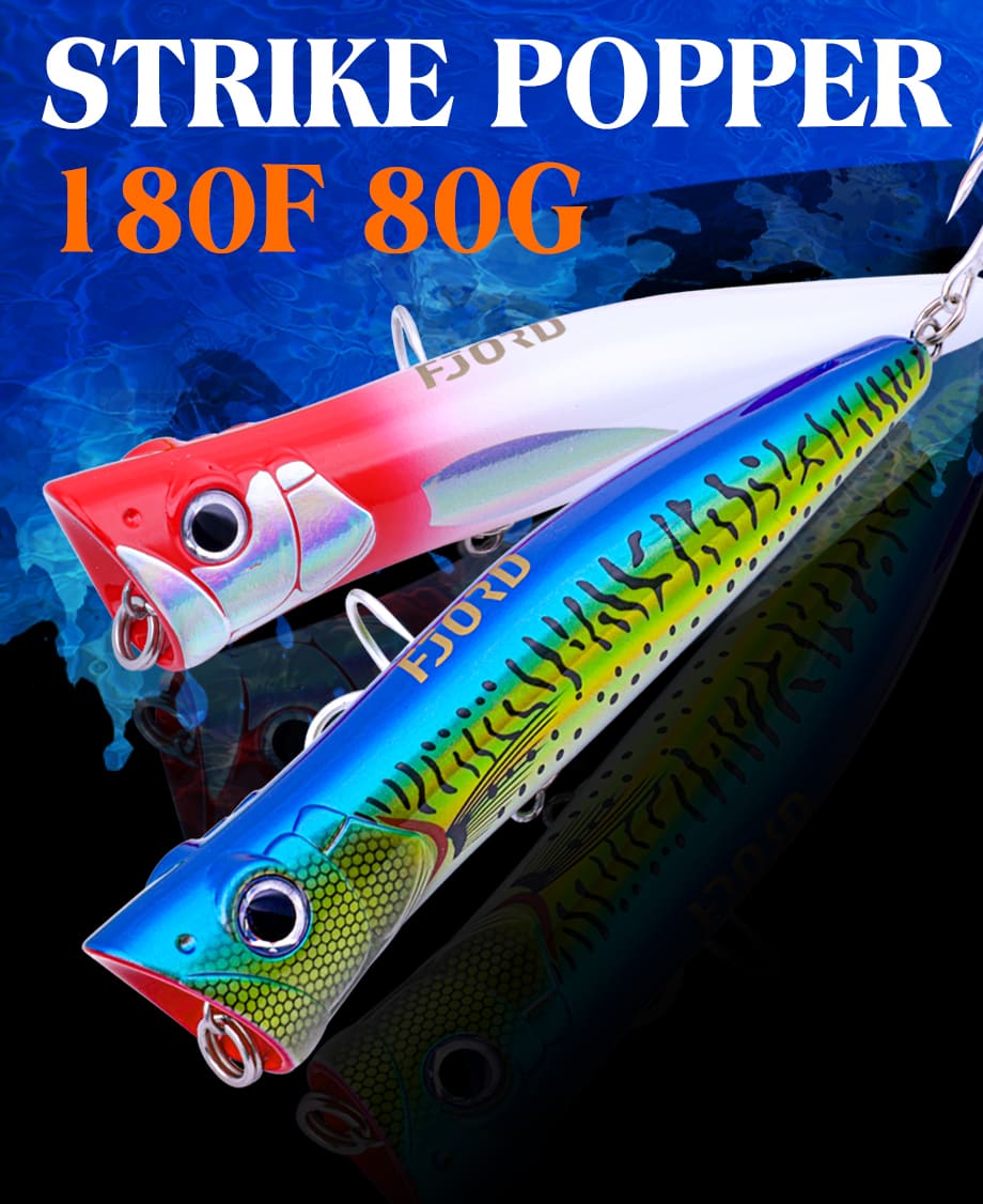FJORD Popper Fishing for Bass Action Topwater Poppers 180mm 80g Plastic Baits Big Popper Lure detail 1