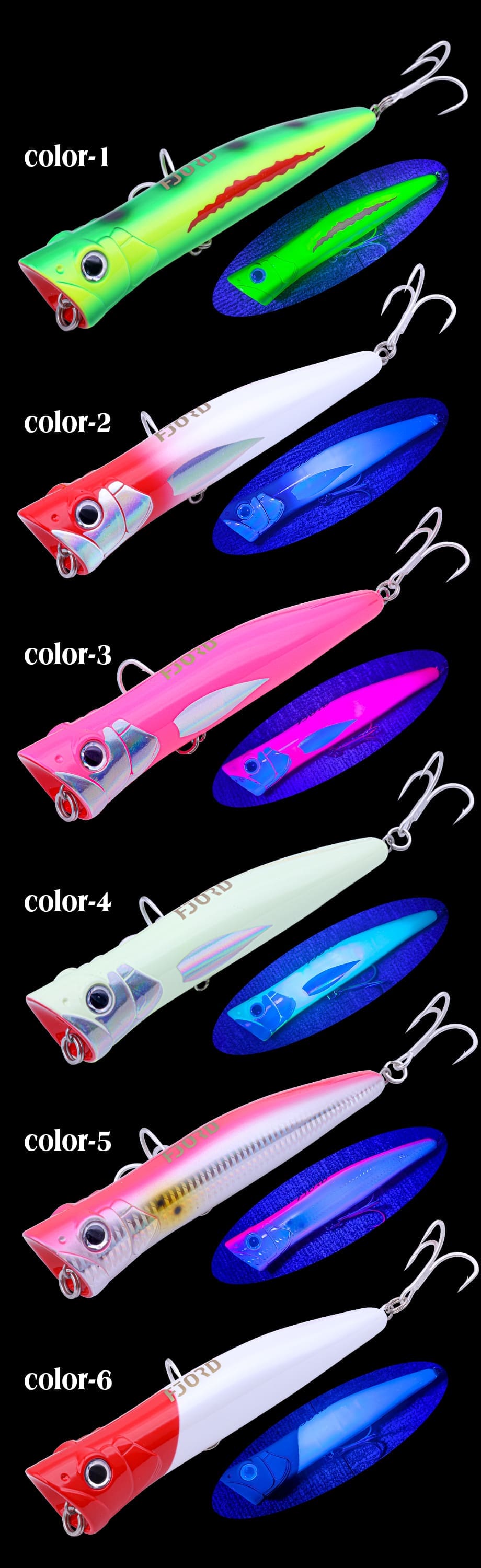 FJORD Popper Fishing for Bass Action Topwater Poppers 180mm 80g Plastic Baits Big Popper Lure detail 6