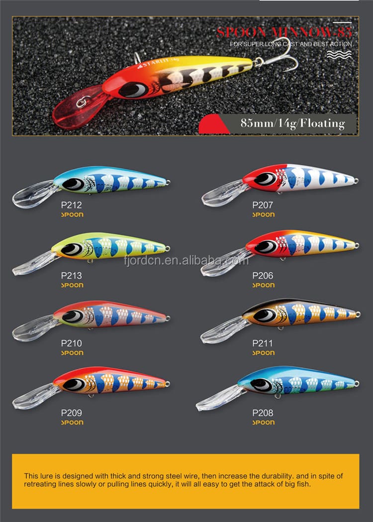 FJORD 80mm 14g Floating Action Saltwater Hard Plastic Crank Bait Spoon Minnow Fishing Lures detail 1