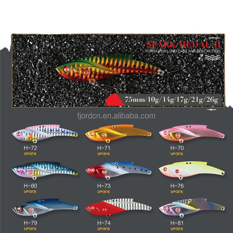 FJORD Hot 75mm Metal Hard Baits Spoon Metal VIB Lures Sequins Fish Hard Vibe Bait Spoon Bass Vibration Stamping Fishing Lure