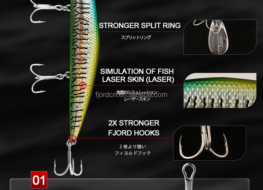 FJORD 37g Making Plastic Sinking Hard Minnow Fishing Lures detail 5