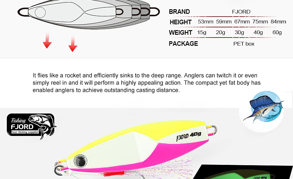 FJORD Lead Alloy Jig Fishing Lure 10g-60g Swim Baits for River Lake & Saltwater Shore Casting Jigging Artificial Bait detail 9