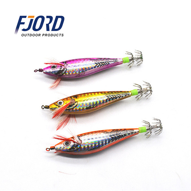 FJORD 90mm 10g Night Sea Luminous Realistic Fluorescent Squid Jigs Hooks Wood Shrimp
