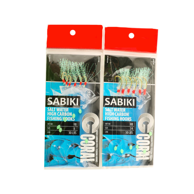 FJORD 8# 10# 12# 14# 16# Fishing Flasher Bait Rigs With Luminous Beads Sabiki Fishing Lure Bait Rigs