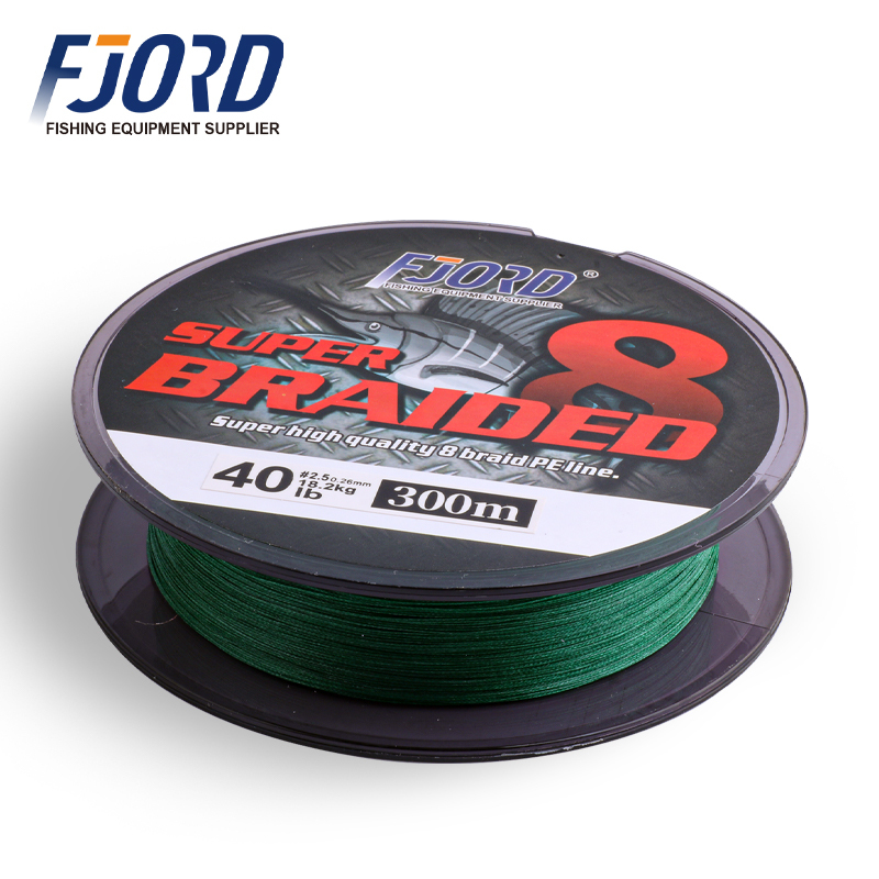 FJORD Stock Multicolor 300M 8 Strands 20-100LB PE Braided Line Floating High Strength for Lake River Stream Ocean Boat Fishing